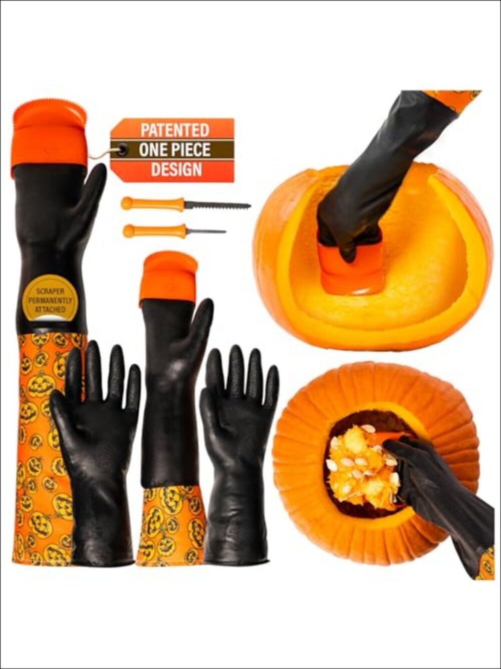 Pumpkin Carving Kit with Scraping Glove and Serrated Tools